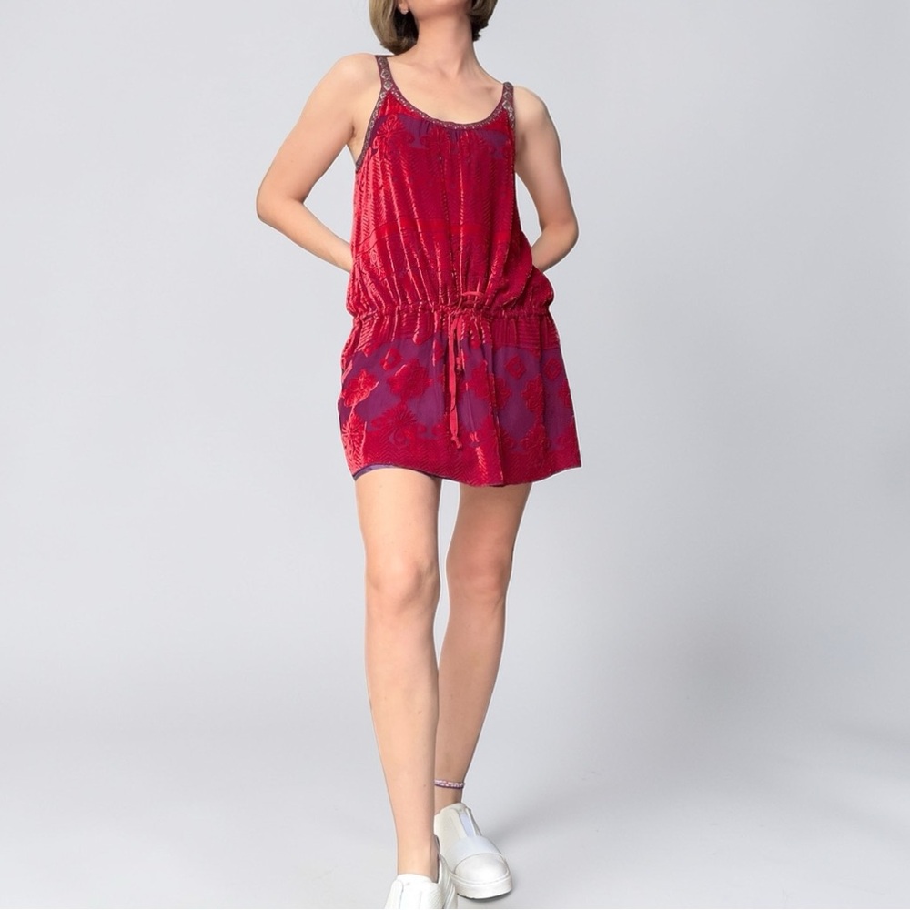 Free People Embroidered Silk-Blend Racerback Dress – Size 6 - Picture 4 of 16